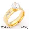 Anillo de Zirconia de Cuatro Garras Moderno y Único, Anillo Brillante Elegante y de Moda, Anillos de Pareja de Acero Inoxidable Incrustados con Diamantes al por Mayor