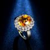 Venta en Vivo de Celebridad en Línea Anillo de Apertura Elegante de Lujo Grupo Circonita Citrino para Mujer Tesoro de Color Anillo Suelto
