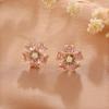 Aretes de Flor Rosa Coreanos Micro-Pavé de Zirconia Aguja de Plata S925 para Mujer, Lujo Accesible, Aretes Elegantes y Versátiles de Alta Gama