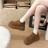 Sapatos de Algodão Versáteis Novo Estilo Aumento de Altura Forrados com Pelo Mais Vendidos 2026 Sapatos de Algodão Sola Grossa Plataforma Birkenstock Mocassins Quentes Femininos