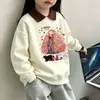 Sudadera de Dibujos Animados para Niños 2026 Otoño/Invierno Nuevo Estilo Sudadera de Algodón con Cuello Solapa para Niñas Pulóver Moderno Camiseta Básica para Niños Mayores