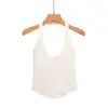 Ins transfronterizo estilo europeo y americano 2026 nueva moda elegante ropa de mujer al por mayor para el día a día dobladillo redondo cuello halter color liso top sin mangas