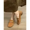 Novos Mocassins Flat de Bico Redondo Estilo Retrô para Mulheres, Versáteis e Confortáveis Sapatos Slip-On Tecidos de Camurça
