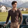 Camisa Polo de manga larga para hombre con bloques de color, estilo de lujo ligero, antibacteriana, antiestática, transpirable, agradable para la piel, adecuada para ir al trabajo, camiseta interior