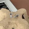 Aretes de Cruz de Diamantes Estilo Punk para Mujer, Marca de Moda, Estilo Cool, Aretes Exquisitos, Aretes de Lujo Nicho Ligero