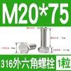 Tornillo Hexagonal Exterior de Acero Inoxidable 316 Perno Hexagonal Exterior M3M4M5M6M8M10M12M14M16M18M20M24