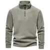 2026 Camisa Polo de Manga Larga con Cuello Alto y Media Cremallera para Hombre Otoño/Invierno Nuevo Top de Forro Polar Versátil de Moda Transfronterizo para Hombre