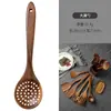 Conjunto de utensílios de cozinha em madeira de acácia Amazon, espátula antiaderente de madeira maciça, colher, concha de sopa de teca, colher para macarrão, colher para arroz