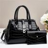 Bolsa Feminina Explosiva Transfronteiriça Bolsa de Comércio Exterior Moda Couro Brilhante Grande Capacidade Bolsa de Mão Ombro Transversal Texturizada Bolsa Feminina
