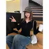 Cárdigan de punto de manga larga a la moda con cuello tipo polo estilo coreano para mujer, nueva colección otoño/invierno 2026, top entallador con botones