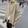 Ins Camisa de Herramientas de Manga Larga de Verano para Hombre Joven Holgada Estilo Hong Kong Top de Manga Larga Verde Militar Ropa Exterior Camisa de Moda