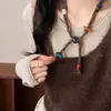 Collar de Pull Tejido de Lana Retro con Cuentas para Mujer 2025 Nuevo Diseño Único Cadena de Suéter Accesorios de Halter Personalizados