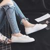 Primavera 2019, nuevos zapatos blancos de estilo coreano, zapatos planos de boca baja que combinan con todo para mujer, zapatos de verano transpirables sin cordones para mujer.