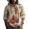 Camisa de Manga Longa Masculina de Verão Nova, Estilo Y2 Europeu e Americano, com Estampa 3D, com Capuz de Abertura Frontal, Venda Direta do Fabricante