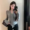 Venta al por mayor transfronteriza de camisetas interiores de manga larga de color liso de diseñador únicas, Camisetas básicas ajustadas distintivas y chic