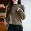 Suéter grosso de lã pura de alta qualidade, espessado para outono e inverno, estilo transfronteiriço, gola alta discreta, suéter base feminina, inverno 10, suéter interno feminino, pronto para usar