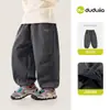 Calça de Menina Resistente ao Desgaste 1w+Família Dudu Inverno Mais Veludo Calça Cargo para Bebê Menina Nova Estilosa Calça Longa para Menina