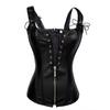 Body sexy de cuero con cremallera, fruncido, ajustado, hueco en el abdomen, corsé de Palacio, fabricantes, venta al por mayor