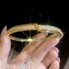 Pulseira Redonda Banhada a Ouro Real com Zircônia, Moda Exclusiva Versátil, Joia de Luxo Leve de Alta Qualidade para Mulheres