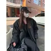 014 # Cherzinha Estilo Coreano Preto Gola V Algodão Roupa Externa Nova Casual Solta Estilo Preguiçoso Jaqueta Acolchoada