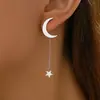 Pendientes de Moda Transfronterizos Europeos y Americanos con Diseño Simple Colgante Estrella Luna Pendientes Estrella Luna Elegantes Románticos para Mujer
