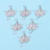 Pulseira Colar Pingente Acessório DIY Materiais Folha de Bordo Prateada Ponto Diamante Liga Conector de Pingente Único Acessório