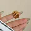 Diseño de Nicho Retro Cepillado Multicapa Versión Ancha Exagerado Anillo Anillo Joyería de Metal de Alta Gama Europea y Americana