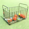 Carrito de Bolas de Acero Inoxidable Cesta Gruesa de Almacenamiento para Guardería Aro de Baloncesto Infantil Carrito Móvil Plegable para Adultos Estante de Bolas