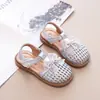 Sandalias para Niña 2026 Primavera y Otoño Nuevos Zapatos de Princesa para Niña Sandalias de Playa Cerradas Moda Sandalias Tejidas con Lazo