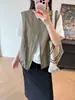 Nueva chaqueta sin mangas con cremallera y cuello redondo simple estilo coreano 0819d04