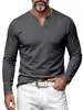 Camiseta masculina de manga comprida com listras verticais e gola V para outono, estilo americano, corte solto, top para usar por baixo, Amazon transfronteiriço