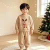 Conjunto Navideño para Niños 2026 Invierno Nuevo Niños Bebé Cuello Redondo Manga Larga Sudadera con Capucha Pantalones Deportivos Conjunto de Dos Piezas