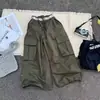 Calça Casual de Primavera e Outono para Meninas 2026 Nova Moda Estilo Coreano Bolso Grande Cargo Calça de Pernas Largas para Meninas Mais Velhas