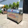 Papelera de acero inoxidable tipo brazo con 4 ganchos cuadrados para fábrica Escuela Comunidad Camión de basura Especial Papelera de 3 metros cúbicos