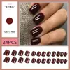 Uñas Postizas Cortas Casuales Usables, Vino Tinto Elegante, Manicura Blanqueadora Sexy, Parches de Uñas Postizas Terminados, Uñas Removibles