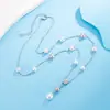 Nuevo Collar de Zirconia Flor Estrellada Perla de Alto Gama Otoño e Invierno para Mujer, Cadena de Suéter de Lujo Ligero Accesorios Gargantilla