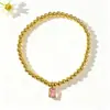 Pulsera Rectangular Colorida Hecha a Mano con Cuentas, Estilo Simple de Lujo de Nicho, Pulsera Elástica Versátil de Cobre, Joyería para Mujer
