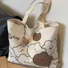 Bolsa Tote de Lona Grande Capacidade Estilo Cartoon Japonês Ins de Ombro Único Versátil para Estudantes