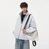 Chaqueta de Color Block Nueva de Primavera y Otoño con Cuello Alto Unisex Marca Trendy ins Juvenil Guapo Versátil Abrigo de Dopamina