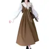 Vestido elegante de outono para tamanhos grandes, estilo francês, com blocos de cor, falso duas peças, gola boneca, para mulheres, cintura marcada, corte A, longo, transfronteiriço