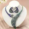 Pendientes de Pavo Real con Pedrería Transfronterizos Set de Joyería de Collar Accesorios de Ropa de Temperamento Simple para Mujer Fábrica de Joyería