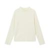 Camiseta Gola Alta Redonda Pudding Haru Girls 2025 Outono e Inverno Nova Cor Lisa Versátil Infantil Gola Alta Meia Manga Camiseta Básica