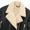 Chaqueta de Forro Polar Doble Cara Cuero Sintético Estilo Callejero Otoño e Invierno para Mujer Transfronteriza Europea y Americana Chaqueta de Cuero Estilo Motociclista Chaqueta de Cuero Sintético para Motociclista