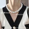 Desaparece su ni ni mismo estilo plano para hielo y nieve Perla blanca australiana diseño anudado cadena de clavícula redonda fuerte collar ligero para mujeres