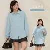 Camisa Holgada Casual de Manga Larga con Cuello Campana y Estampado Floral Tridimensional, Estilo Nuevo de Primavera, Tallas Grandes para Mujer 65474