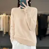 Suéter de punto estilo francés con cuello alto medio y adornos de pedrería, para mujer, otoño e invierno, suave y cálido, de manga larga, capa base, elegante jersey para llevar debajo