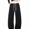 Pantalones para hombre de corte inclinado estilo americano con perneras curvas, que ofrecen un look relajado y casual, adecuados para deportes y uso diario, con un diseño de pierna recta holgada y un estilo de pantalón largo casual versátil