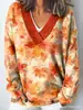 Sudadera casual para mujer, transfronteriza, nueva moda, estampado de bloques de color, cuello en V, manga larga, estilo europeo y americano