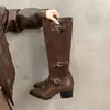 Hebilla de cinturón botas de rodilla de nicho botas apiladas botas de mujer botas vaqueras largas botas de montar botas personalizadas y rodilla de chica caliente