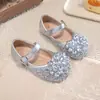Zapatos de Princesa para Niñas 2026 Nuevo Primavera/Otoño Suela Blanda Piel Genuina Zapatos de Cristal para Niñas Niños Zapatos Brillantes Zapatos de Baile